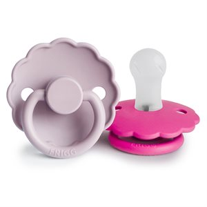 FRIGG Daisy - Round Silicone 2-Pack Pacifiers - Soft Lilac/Fuchsia - Size 1